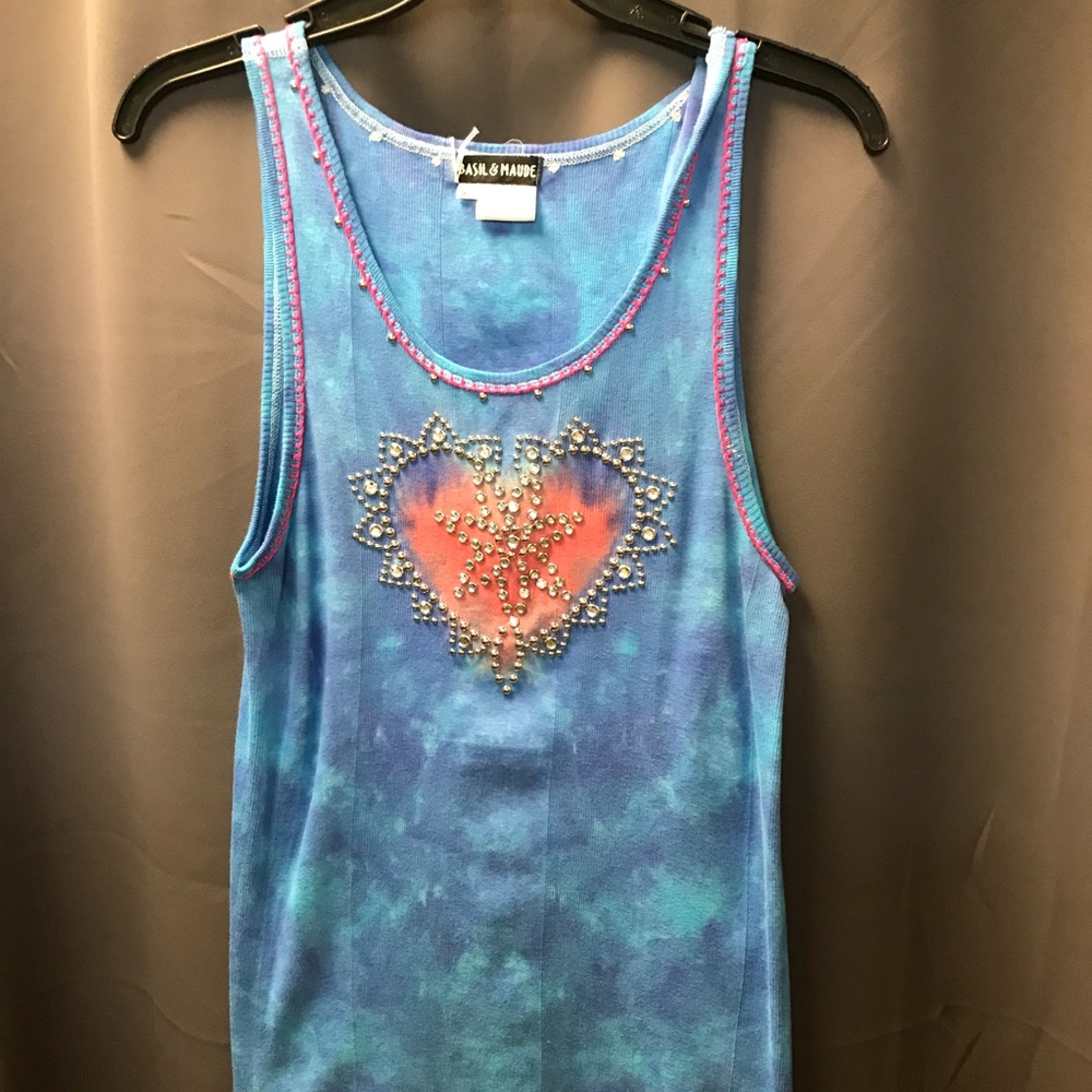 Like new Tie dye tank top with beaded detail